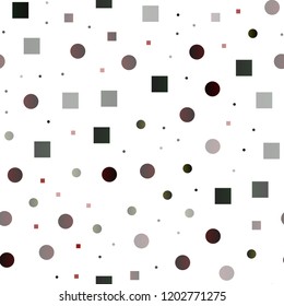 Dark Red vector seamless template with spots, rectangles. Illustration with set of shining colorful abstract circles, cubes. Pattern for trendy fabric, wallpapers.