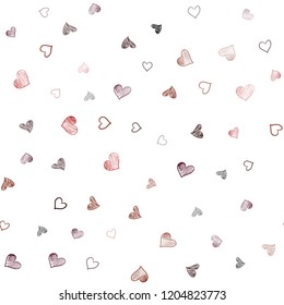 Dark Red vector seamless template with doodle hearts. Blurred decorative design in doodle style with hearts. Beautiful design for your business advert of anniversary.