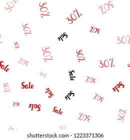 Dark Red vector seamless template with 30% selling. Colorful set of  percentage signs in simple style. Template for season sales, shopping ads.