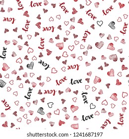 Dark Red vector seamless template with text LOVE YOU, hearts. Romantic illustration with colorful phrase LOVE YOU, hearts. Design for wallpaper, fabric makers.