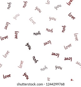 Dark Red vector seamless template with text LOVE YOU. Illustration with phrase LOVE YOU for valentine's day. Design for wallpaper, fabric makers.