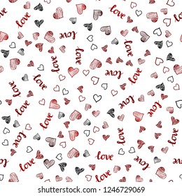 Dark Red vector seamless template with text LOVE YOU, hearts. Romantic illustration with colorful phrase LOVE YOU, hearts. Design for wallpaper, fabric makers.