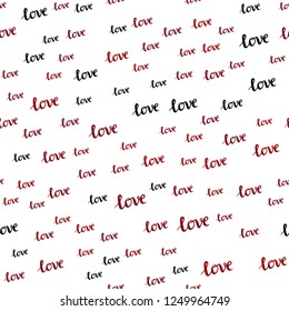 Dark Red vector seamless template with text LOVE YOU. Decorative illustration with words of love in abstract style. Design for wallpaper, fabric makers.