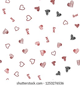Dark Red vector seamless template with text LOVE YOU, hearts. Colorful illustration with quote LOVE YOU, hearts. Texture for window blinds, curtains.
