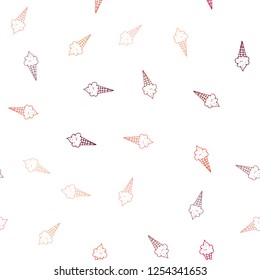 Dark Red vector seamless template with tasty ice-cream. Beautiful colorful illustration with ice-cream cones. Design for ad, poster, banner of cafes, restaurants.