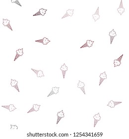Dark Red vector seamless template with tasty ice-cream. Set of abstract ice-cream cones with colorful gradient. Doodle design for your business advert of cafes.