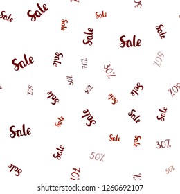 Dark Red vector seamless template with 30, 50, 70% selling. Abstract illustration with colorful gradient symbols of sales. Template for season sales, shopping ads.