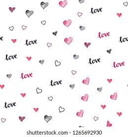 Dark Red vector seamless template with text LOVE YOU, hearts. Illustration with phrase LOVE YOU, hearts for valentine's day. Texture for window blinds, curtains.