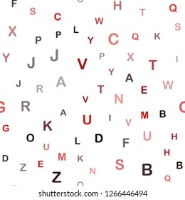 Dark Red vector seamless template with isolated letters. Modern geometrical illustration with ABC english symbols. Pattern for trendy fabric, wallpapers.