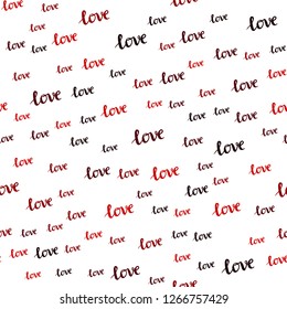 Dark Red vector seamless template with text LOVE YOU. Decorative design in doodle style with text LOVE YOU. Texture for window blinds, curtains.