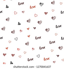 Dark Red vector seamless template with text LOVE YOU, hearts. Romantic illustration with colorful phrase LOVE YOU, hearts. Design for wallpaper, fabric makers.