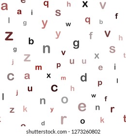 Dark Red vector seamless template with isolated letters. Shining illustration with ABC symbols on abstract template. Pattern for design of fabric, wallpapers.