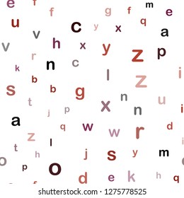 Dark Red vector seamless template with isolated letters. Abstract illustration with colored latin alphabet. Design for textile, fabric, wallpapers.