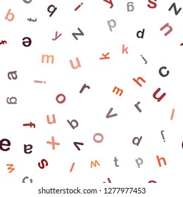 Dark Red vector seamless template with isolated letters. Abstract illustration with colored latin alphabet. Pattern for design of fabric, wallpapers.