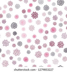 Dark Red vector seamless template with ice snowflakes. Shining colored illustration with snow in christmas style. Trendy design for wallpaper, fabric makers.