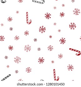 Dark Red vector seamless template with sweet christmas sticks.