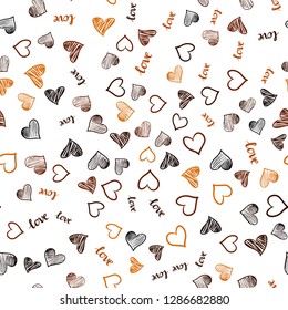 Dark Red vector seamless template with text LOVE YOU, hearts. Romantic illustration with colorful phrase LOVE YOU, hearts. Texture for window blinds, curtains.