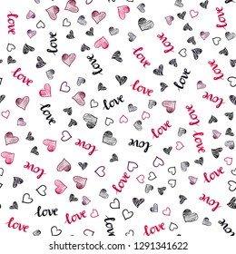 Dark Red vector seamless template with text LOVE YOU, hearts. Illustration with phrase LOVE YOU, hearts for valentine's day. Design for wallpaper, fabric makers.