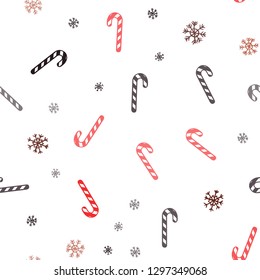 Dark Red vector seamless template with sweet christmas sticks.