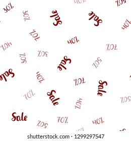 Dark Red vector seamless template with 30%, 40%, 50%, 70% selling. Abstract illustration with colorful gradient symbols of sales. Design for business ads, commercials.