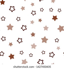 Dark Red vector seamless template with sky stars. Glitter abstract illustration with colored stars. Pattern for design of fabric, wallpapers.