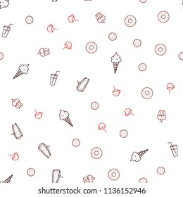 Dark Red vector seamless texture with delicious snacks. Blurred decorative design of snacks in doodle style. Pattern for ad, booklets, leaflets of restaurants.