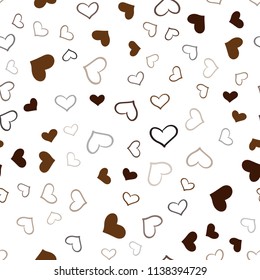 Dark Red vector seamless texture with lovely hearts. Decorative shining illustration with hearts on abstract template. Beautiful design for your business advert of anniversary.