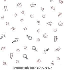Dark Red vector seamless texture with delicious snacks. Glitter abstract sketch with gourmet food. Design for ad, poster, banner of cafes or restaurants.
