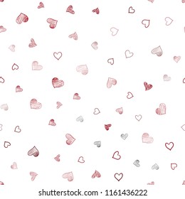 Dark Red vector seamless texture with lovely hearts. Decorative shining illustration with hearts on abstract template. Pattern can be used for valentine's ad, booklets.