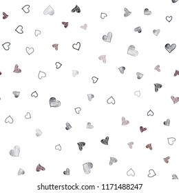 Dark Red vector seamless texture with lovely hearts. Beautiful colored illustration with hearts in celebration style. Design for ad, poster, banner of Valentine Day.