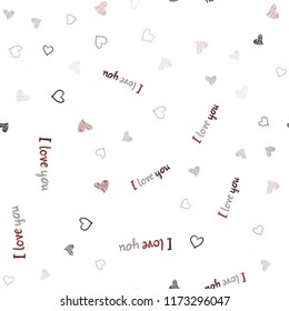 Dark Red vector seamless texture with lovely hearts. Glitter abstract illustration with colorful hearts in romantic style. Pattern for marriage gifts, congratulations.