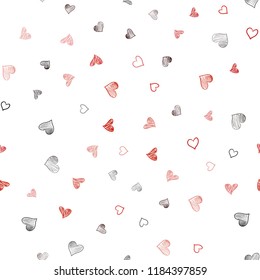 Dark Red vector seamless texture with lovely hearts. Blurred decorative design in doodle style with hearts. Design for ad, poster, banner of Valentine Day.