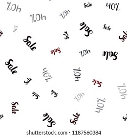 Dark Red vector seamless texture with selling prices 40 %. Colorful set of  percentage signs in simple style. Template for season sales, shopping ads.