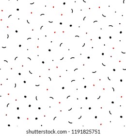 Dark Red vector seamless texture with disks, lines. Illustration with set of colorful abstract circles and lines. Pattern for design of fabric, wallpapers.