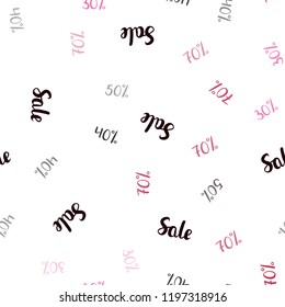 Dark Red vector seamless texture with selling prices 30, 40, 50 %. Illustration with signs of sales on abstract template. Pattern for ads, posters, banners of sales.