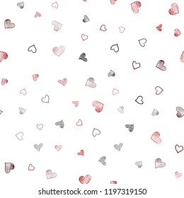 Dark Red vector seamless texture with lovely hearts. Glitter abstract illustration with colorful hearts in romantic style. Template for Valentine's greeting postcards.