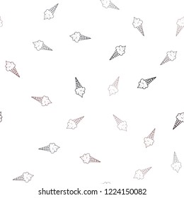 Dark Red vector seamless texture with delicious ice-cream. Glitter abstract sketch with ice-cream cones. Pattern for menu of cafes and restaurants.
