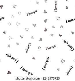 Dark Red vector seamless texture with lovely hearts. Hearts on blurred abstract background with colorful gradient. Pattern for carnival, festival romantic leaflets.