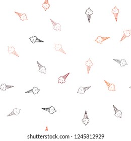 Dark Red vector seamless texture with delicious ice-cream. Decorative illustration with ice-cream on abstract template. Doodle design for your business advert of cafes.