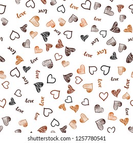 Dark Red vector seamless texture with words LOVE YOU, hearts. Design in doodle style with text LOVE YOU, hearts. Template for business cards, websites.