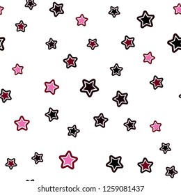 Dark Red vector seamless texture with beautiful stars. Decorative shining illustration with stars on abstract template. Pattern for design of fabric, wallpapers.