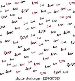 Dark Red vector seamless texture with words LOVE YOU. Decorative illustration with words of love in abstract style. Design for wallpaper, fabric makers.