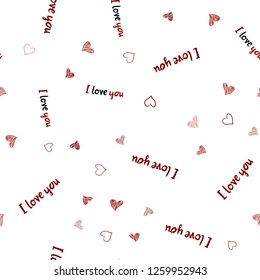 Dark Red vector seamless texture with lovely hearts. Glitter abstract illustration with colorful hearts in romantic style. Pattern for carnival, festival romantic leaflets.