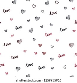 Dark Red vector seamless texture with words LOVE YOU, hearts. Colorful illustration with quote LOVE YOU, hearts. Design for wallpaper, fabric makers.