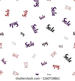 Dark Red vector seamless texture with selling prices 30, 50, 70 %. Illustration with signs of sales on abstract template. Backdrop for mega promotions, discounts.