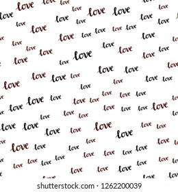 Dark Red vector seamless texture with words LOVE YOU. Illustration with colorful phrase LOVE YOU in romantic style. Design for wallpaper, fabric makers.