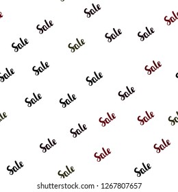Dark Red vector seamless texture with selling simbols. Gradient illustration with discount signs on white backdrop. Template for season sales, shopping ads.