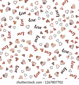 Dark Red vector seamless texture with words LOVE YOU, hearts. Romantic illustration with colorful phrase LOVE YOU, hearts. Design for wallpaper, fabric makers.