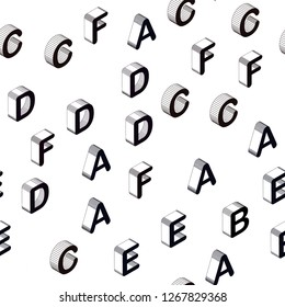 Dark Red vector seamless texture with 3D ABC characters. Abstract illustration with 3D ABC symbols. Pattern for trendy fabric, wallpapers.