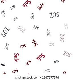 Dark Red vector seamless texture with selling prices 50 %. Colorful set of  percentage signs in simple style. Backdrop for ads, leaflets of Black Friday.